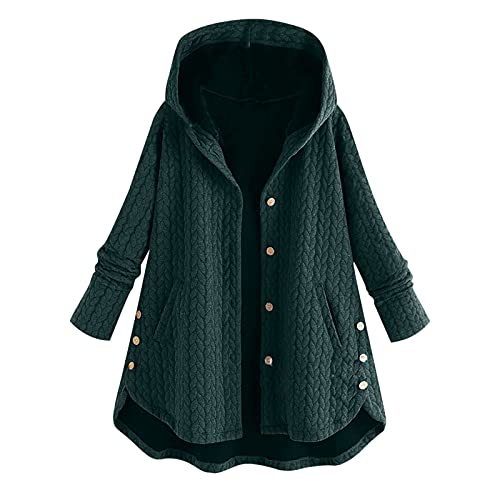 CCOOfhhc Fleecejacke Damen Lang mit Kapuze Plüschjacke Große Größen Fleecemantel Warm Teddy-Fleece Übergangsjacke Reißverschluss Herbst Winter Sweatjacke Fleece Mantel Cardigan Oversize von CCOOfhhc