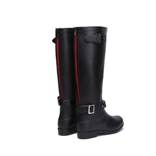 CCOOfhhc Gummistiefel Damen Hohe Schwarz Leicht Regenschuhe Outdoor Hohe Regenstiefel Glitzer Wasserfeste Stiefel Wasserdicht Gummistiefel Rutschfest Arbeitsschuhe Frauen Rain Boots von CCOOfhhc