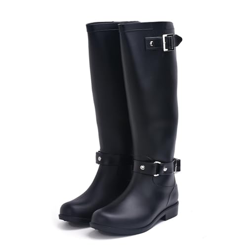 CCOOfhhc Gummistiefel Damen Hohe Schwarz Outdoor Wasserfeste Stiefel Glitzer Hohe Regenschuhe Wasserdicht Regenstiefel Leicht Gummistiefel Rutschfest Gartenschuhe Frauen Rain Boots von CCOOfhhc