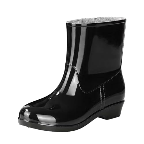 CCOOfhhc Gummistiefel Damen Hohe Schwarz Wasserdicht Boots Leicht Hohe Gummistiefel Outdoor Regenstiefel Rutschfest Regenschuhe Glitzer Arbeitsschuhe Frauen Angelstiefel von CCOOfhhc