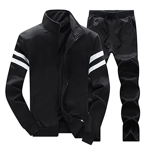 CCOOfhhc Hausanzug Herren Baumwolle DüNn Trainingsanzüge Gefüttert Athletic Männer Jogginganzug Freizeitanzug Fitness Streetwear Sportanzug Tracksuit Jogginghose Sportjacke 2 Teiliges Set Joggingsuit von CCOOfhhc