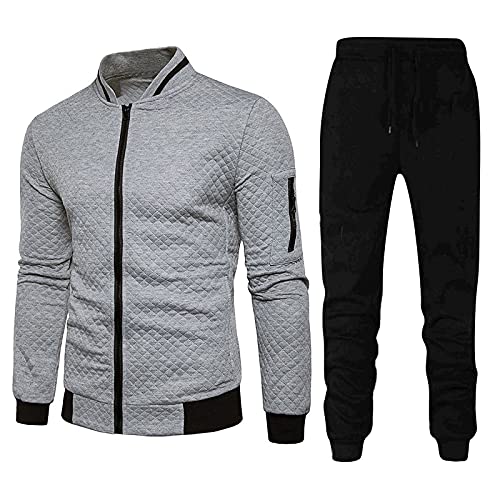 CCOOfhhc Hausanzug Herren Winter Jumpsquit Trainingsanzug Athletic Anzug Jogginganzug Freizeitanzug mit Taschen Casual Sportanzug Tracksuit Sporthose Sportjacke Hausanzug 2 Teiliges Set Joggingsuit von CCOOfhhc