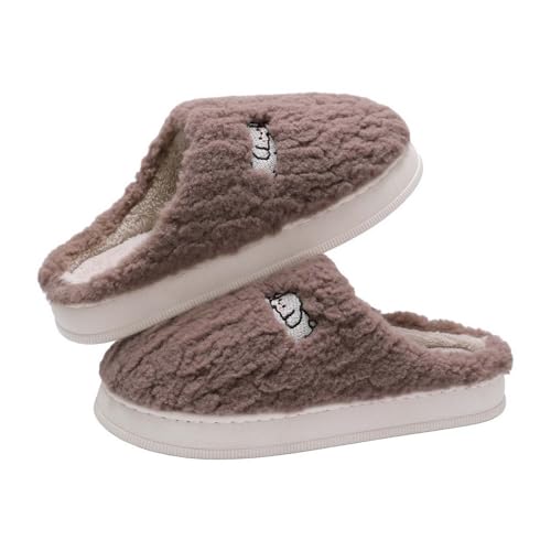 CCOOfhhc Hausschuhe Damen Herren Winter Plüsch Hausschlappen Warm Frauen Rutschfeste Filzpantoffeln Pantoffeln Unisex Bequeme Slippers von CCOOfhhc