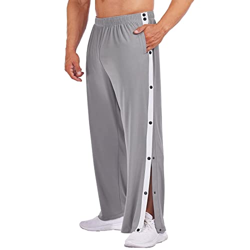 CCOOfhhc Jogginghose Herren Baggy Lässig Reha Hose Herren Seitlich Zu Öffnen Knopfleiste Hosen Split Basketball Trainingshose mit Druckknöpfen Sweatpants Breite Postoperative Sporthose von CCOOfhhc