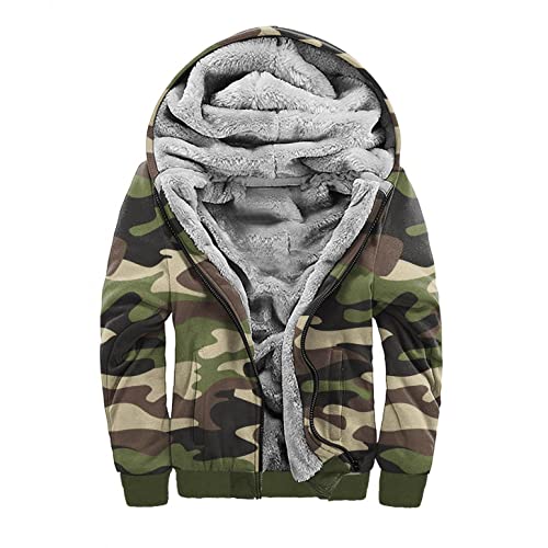 CCOOfhhc Kapuzenjacke Herren Winter Schwarz Baumwolle Sweatjacke Mit Kapuze Dicker Warme Gefüttert Sweatjacke Camouflage Sportiv Übergangsjacke Sportjacken Outdoor Atmungsaktiv Winterjacke von CCOOfhhc