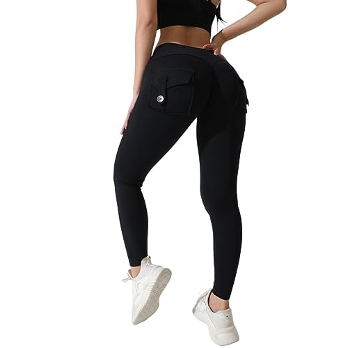 CCOOfhhc Leggings Mit Taschen Damen Bunt Cargo-Leggings Sportleggins Bauchweg Weiche Yogahose Hohe Taille Fitness Hosen Slim Fit Sport Leggins Blickdicht Cargo Fitnesshose Laufhose Gym Sporthose von CCOOfhhc