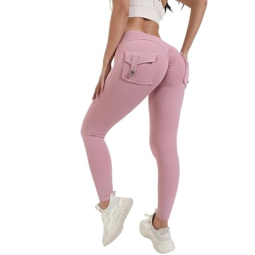 CCOOfhhc Leggings Mit Taschen Damen Bunt Cargo-Leggings Sportleggins Bauchweg Weiche Yogahose Hohe Taille Fitness Hosen Slim Fit Sport Leggins Blickdicht Cargo Fitnesshose Laufhose Gym Sporthose von CCOOfhhc