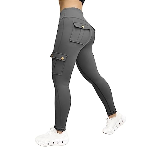 CCOOfhhc Leggings Mit Taschen Damen Bunt Cargo-Leggings Sportleggins Bauchweg Weiche Yogahose Hohe Taille Fitness Hosen Slim Fit Sport Leggins Blickdicht Cargo Fitnesshose Laufhose Gym Sporthose von CCOOfhhc