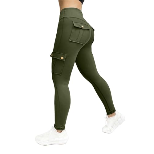 CCOOfhhc Leggings Mit Taschen Damen Bunt Cargo-Leggings Sportleggins Bauchweg Weiche Yogahose Hohe Taille Fitness Hosen Slim Fit Sport Leggins Blickdicht Cargo Fitnesshose Laufhose Gym Sporthose von CCOOfhhc