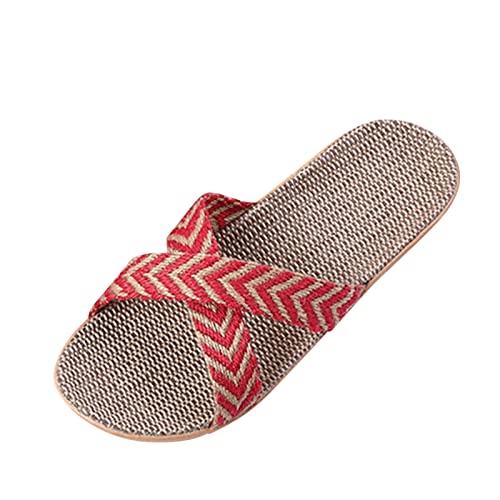 CCOOfhhc Leicht Badeschuhe Damen 40 rutschfest Leichte Flach Sohle Badelatschen Vintage Slides Pantoffeln Leicht Badeschlappen Wolkenschuhe Sommer Hohl Leinen Slippers von CCOOfhhc