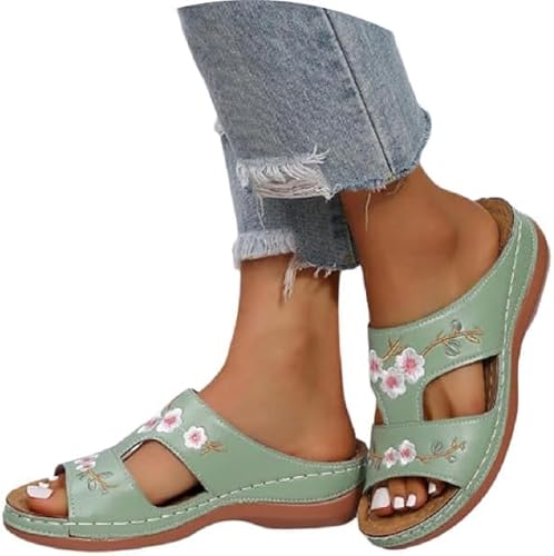 CCOOfhhc Orthopädische Pantoletten Damen 2025 Orthofit Slipper Sandalen Sommer Latschen Schlappen Offene Schuhe Hausschuhe Weite H Pantoffeln von CCOOfhhc