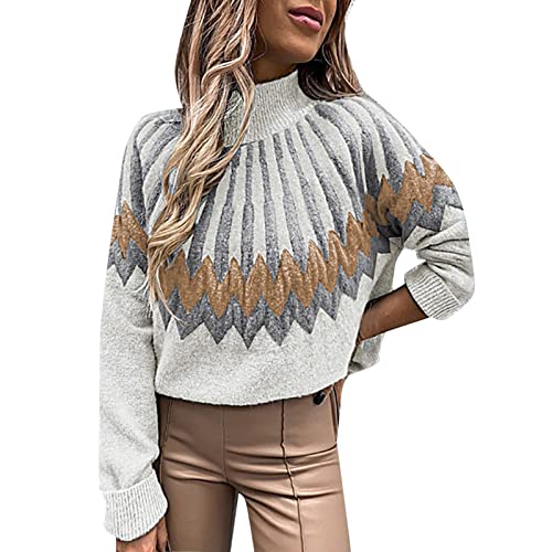 CCOOfhhc Pulli Damen Oversize Winter Langarmshirt Langärmeliger Ohne Kapuze Grobstrickpulli Locker Casual Sweater üBergroßer Farbblock Pullover Elegant Knitted Herbstpullover Strickpullover von CCOOfhhc