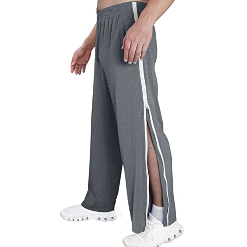 CCOOfhhc Reha Hose Damen Herren Seitlich Zu Öffnen Lang Baggy Mit Seitlichem Sporthose MIT Reißverschluss Weites Bein Schnellfickerhose Druckknöpfen Jogginghose Freizeithose Sportswear Hosen von CCOOfhhc