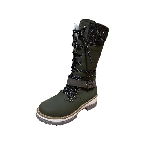 CCOOfhhc Schneestiefel Damen Wasserdichtes Gefüttertes Schneestiefel Rutschfester Warme Worker Boots Wasserdichtem Knöchelhohe Damen Winterschuhe Winter Plüsch Schnürstiefeletten Outdoor von CCOOfhhc