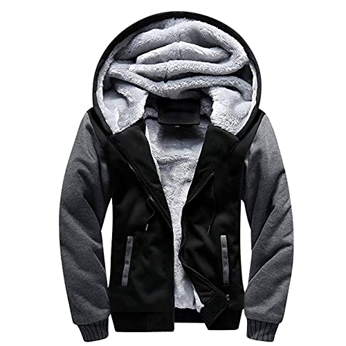 CCOOfhhc Sportjacken Für Herren Winter Sweatjacke Mit Kapuze Gefüttert Reissverschluss Steppjacke Gefüttert Übergangsjacke Leichte Warm Kapuzenjacke Übergang Sportlich Sweatshirtjacke Sportjacke von CCOOfhhc