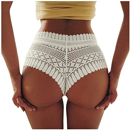 CCOOfhhc String Tanga Damen Set Weiß Spitze Dessous Schlüpfer Hollow Out Lingerie Hipster Slips Lace Soft Leicht Sexy V Taille Unterhosen Spitzen-Blume Atmungsaktive Reizwäsche Verführerisches von CCOOfhhc