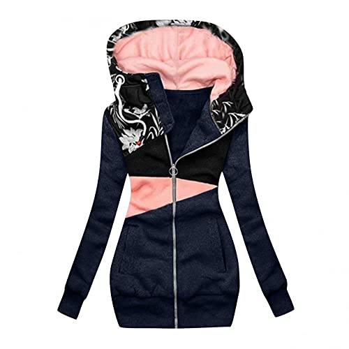 CCOOfhhc Sweatjacke Damen Lang Softshelljacke Wasserdicht Atmungsaktiv Jacke Sweatjacke mit Kapuze Weste Langarm Oversize Outdoor Jacken Herbstmantel Elegant Sweatshirt Mantel von CCOOfhhc