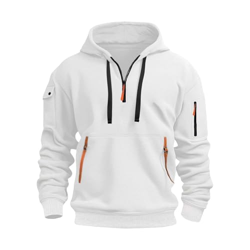CCOOfhhc Sweatshirt Herren Y2k Kapuze Sweatshirt Mit Halbem Reißverschluss Hoodie Basic Herrenpullover Longsleeve Mit Taschen Kordelzug Streetwear Sportlicher Winter Dicke Pulli Damen von CCOOfhhc