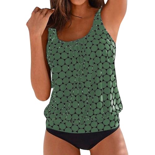 CCOOfhhc Tankini Damen Bauchweg Bademode Set, Freizeit Tankini Badeanzug Push Up Top Oberteil mit Badeshorts Zweiteiler Tankinis Set Polka Dot Sommer Elegant Badeanzüge für Damen von CCOOfhhc