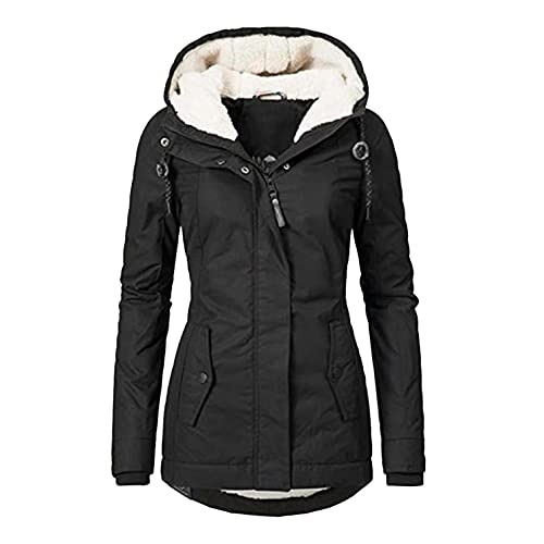 CCOOfhhc Wintermantel Damen Elegant Lang Warm GefüTtert Winter Parka Jacke Große Größen Übergangsjacke Gefütterte Longjacke Lang Übergangsmantel Leichte Winddicht Atmungsaktiv Winterjacke Mit Kapuze von CCOOfhhc