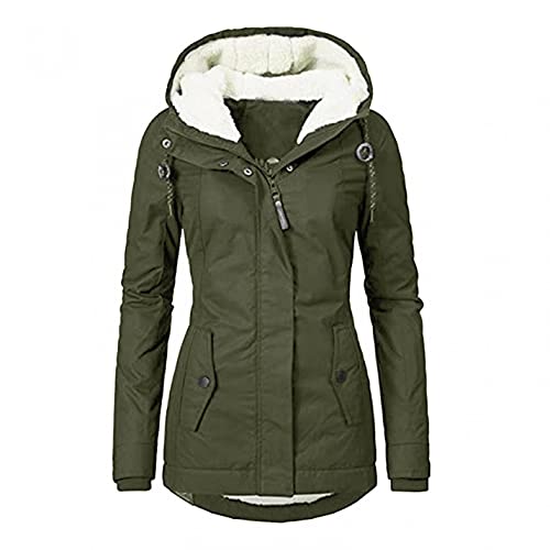 CCOOfhhc Wintermantel Damen Warm Elegant Winterparka Lang Gefüttert Wasserdicht Softshell Jacke Winterjacke Mantel mit Kapuze Atmungsaktiv Leicht Übergangsjacke Reißverschluss Dicker Winterjacke von CCOOfhhc