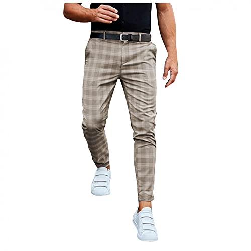 Chino Hosen Männer Kariert Lange Chinohose Stretch Comfort Fit Sporthose Reißverschluss Bequeme Herrenhose Freizeithose Sporthose mit Taschen für Jogging Gym von CCOOfhhc