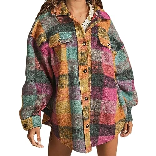 Cordhemd Damen Oversize Baumwolle Moderne Holzfällerhemd Flanellhemd Damen Kariert Mode Plaid Button-Down Karohemd Dünne Hemdbluse Leicht Hemdshirt Flanell-Shirt Kariert von CCOOfhhc