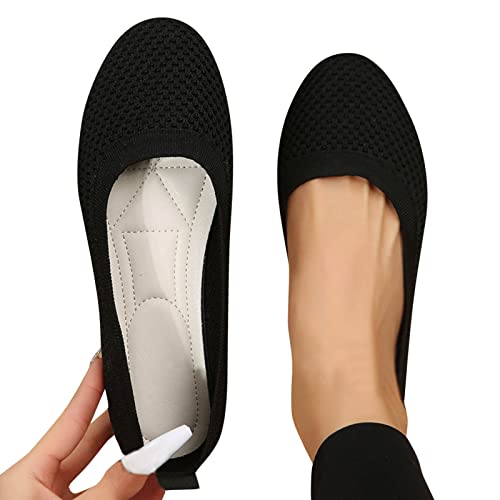 Damen Ballerinas Slip On Schuhe rutschfest Flach Stricken Sneaker Bequem Sommer Elegant Runde Zehe Sportlich Flat Schuhe Tanzschuhe Frauen Dirndl Schuhe Weiche Sportlich Tanzschuhe von CCOOfhhc