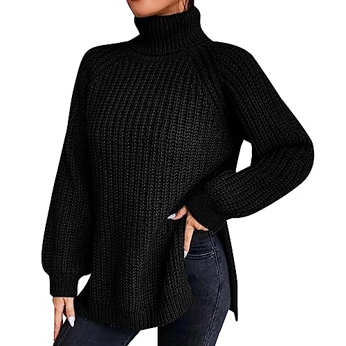Damen Rollkragenpullover Warm Stretch Rolli Grobstrickpulli Strickpullover Einfarbig Zopfmuster Rollkragenshirt Warmer Slim Fit Pullover Oberteile Rollkragen Grobstrick Strickpullover Damen Langarm von CCOOfhhc