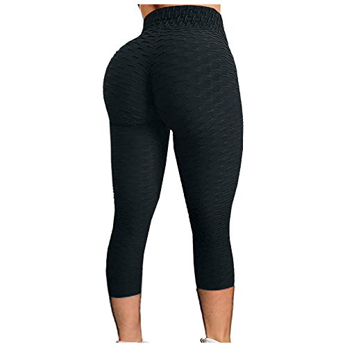 Damen Sport Leggings 3/4 Bauchweg Anti Cellulite Yogahose Atmungsaktiv Elastisch Yogatights Hohe Taille Tights Leggins Hose Radfahren Blickdicht Sportswear Workout V förmige Jogginghose Sportleggins von CCOOfhhc