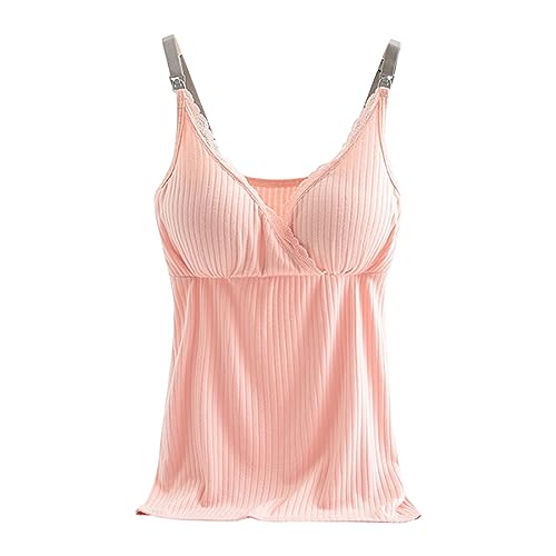 Damen Tanktop Mit Integriertem Bh Weit, Spaghettiträger Oberteil Ohne Bügel Unterhemd Cami Tanks Gepolstertes Ärmellose Basic Spaghetti-Top mit Cups Trägertop Regal BH Casual Bustier Tank Top von CCOOfhhc