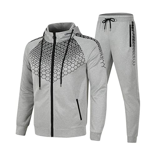 Fleece Hausanzug Herren Winter Trainingsanzug Baumwolle Langarm Jogginganzug Freizeitanzug mit Taschen Zweiteiler Sportanzug Reißverschluss Tracksuit Jogginghose Pullover 2 Teiliges Set Joggingsuit von CCOOfhhc