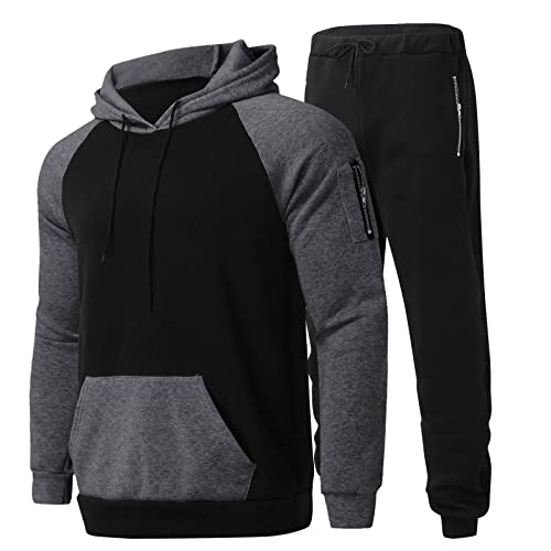 Fleece Hausanzug Herren Winter Trainingsanzug Baumwolle Langarm Jogginganzug Freizeitanzug mit Taschen Zweiteiler Sportanzug Reißverschluss Tracksuit Jogginghose Pullover 2 Teiliges Set Joggingsuit von CCOOfhhc