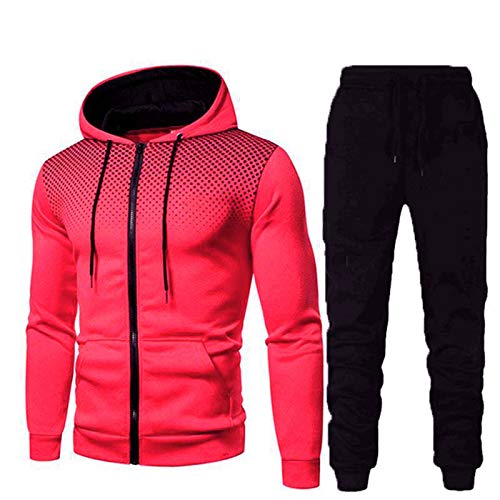 Fleece Hausanzug Herren Winter Trainingsanzug Baumwolle Langarm Jogginganzug Freizeitanzug mit Taschen Zweiteiler Sportanzug Reißverschluss Tracksuit Jogginghose Pullover 2 Teiliges Set Joggingsuit von CCOOfhhc