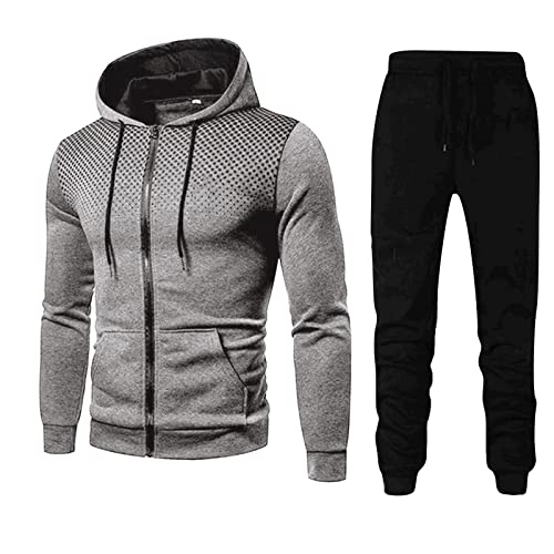 Fleece Hausanzug Herren Winter Trainingsanzug Baumwolle Langarm Jogginganzug Freizeitanzug mit Taschen Zweiteiler Sportanzug Reißverschluss Tracksuit Jogginghose Pullover 2 Teiliges Set Joggingsuit von CCOOfhhc