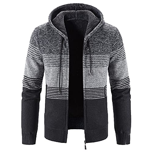 Fleecejacke Mit Teddyfutter Herren Farbverlauf Stehkragen Strickjacke Cardigan Elegante Stricken Sweatjacke Pulli Gestrickt Outdoor Winterjacke Jacke Pullover Kapuzenpullove Hoodie Kapuzenpuiil von CCOOfhhc