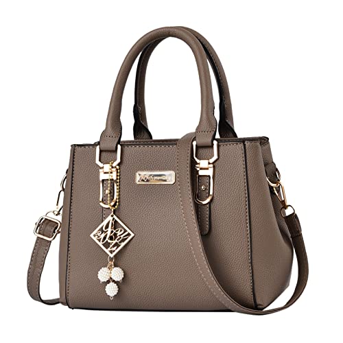 Handtaschen Damen Lederimitat Umhängetasche Designer Taschen Hobo Taschen Frau Schule Büro Arbeit Aktentasche Henkeltasche PU Leder Viele Fächer Arbeitstasche Schultertasche Tote Shopper (Khaki) von CCOOfhhc