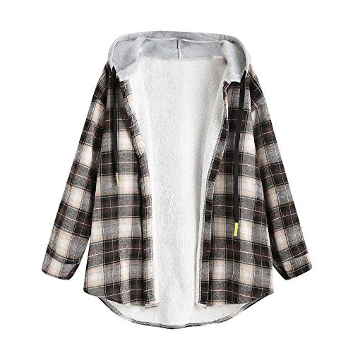 Hemdjacke Damen Kariert Gefüttert Karohemd GroßE GrößEn Plaid Große Größen Outwear Kariertehemd Oberteil Locker Button-down Elegant Langarmshirt Hemd Langarm Freizeit Herbst Flanell Jacke Tunika Tops von CCOOfhhc