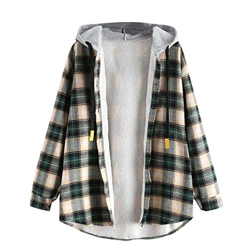 Hemdjacke Damen Kariert Gefüttert Karohemd GroßE GrößEn Plaid Große Größen Outwear Kariertehemd Oberteil Locker Button-down Elegant Langarmshirt Hemd Langarm Freizeit Herbst Flanell Jacke Tunika Tops von CCOOfhhc