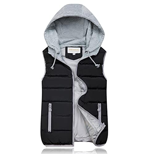 Herren Weste Steppweste Übergangs Vest Ärmellos Jacke mit Kapuze Gefüttert Übergangsjacke Daunenweste Herrenweste Winterwest Sportweste Übergangsjacke Bodywarmer Outdoor Fleecewest von CCOOfhhc