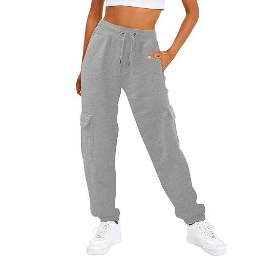 Jogginghose Damen Sporthose Lang, Jogger Yoga Hosen Wide Leg mit Taschen Trainingshose Hausehose Loose Fit High Waist Lässige Stoffhose Relaxhose Locker Elastischer Bund Loungewear Freizeithosen von CCOOfhhc