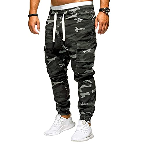 Jogginghose Herren Camouflage Slim Fit Sportliche Trainingshose Leichte Sporthose für Männer mit Taschen Haremshose Cargohose Stretch Vintage Tarnhose Slim Fit Chino Cargo Freizeithose von CCOOfhhc