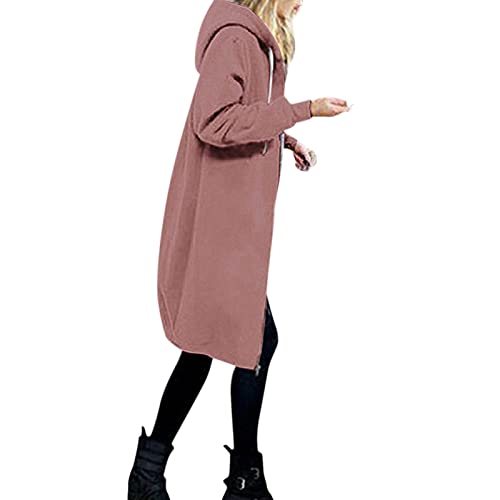 Kapuzenjacke Damen Lang Elegant Sweatshirt Mit Kapuze Kapuzenpullover Oversized Sweatjacke Zip Up Hoodie-Jacke Lange Übergangsjacke Warm Damenjacken Hoodies Mantel Teenager Mädchen Fleecejacke von CCOOfhhc