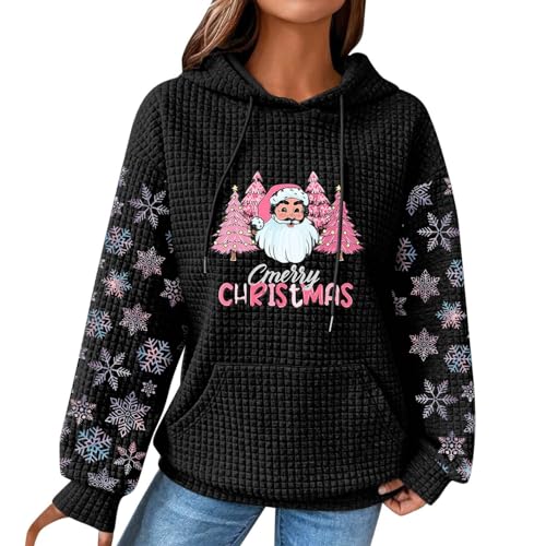 Kapuzenpullover Damen Oversized Kapuzenpulli Winter Festlich Weihnachtspulli Mit Kapuze Bequem Weihnachtsbluse Langarm Herbst Langarmshirt Hoodies Cute 3D Drucken Weihnachtspullover Damen Lustig von CCOOfhhc