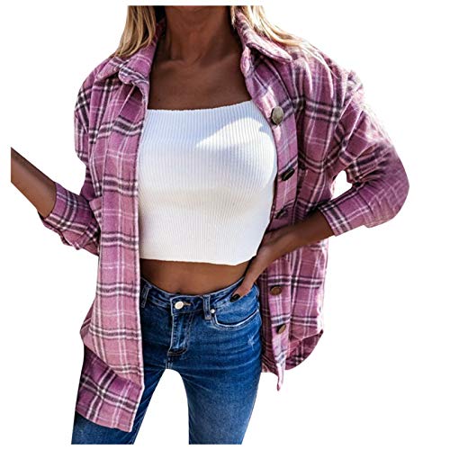 Karohemd Damen Flanell Urban Style Herbst Holzfällerhemd Hemdjacke Karierte Frühling Karriert Hemd Flanellhemd Lange Ärmel Elegant HolzfäLlerjacke Langarmshirt Flanell üBergröße Freizeithemd Blusen von CCOOfhhc