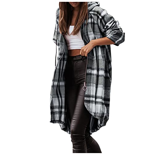 Karohemd Damen Oversize Warm Oversize Button Down Holzfällerhemd Hemdjacke Karierte Frühling Karierthemd Flanellhemd Lange Ärmel Elegant Freizeitjacke Langarmshirt Casual üBergröße Kapuzenhemd Hemd von CCOOfhhc