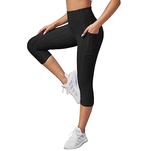 Leggings 3/4 Damen Mit Taschen Sporthose Sporthose Booty mit Taschen Booty Lifting Sport Leggings Atmungsaktive Weiche Sport Leggins Bauchweg Sports Leggings Mit Tasche Sport Leichte Leggings von CCOOfhhc