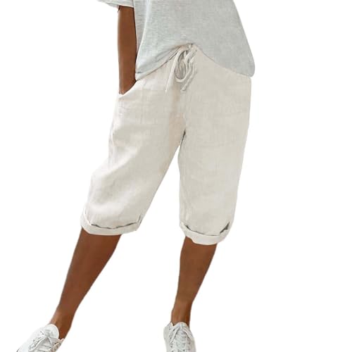 Leinenhose Damen Kurz Sommer Einfarbig Knielang Kurze Hosen Leicht Und Luftig Leinenhose Locker Strandhose Mit Kordelzug Casual Pants Hohe Taille Caprihose Stoffhose Bequeme Freizeithose Sommerhose Leinenhose Damen Kurz Sommer Einfarbig Knielang Kurze Hosen Leicht Und Luftig Leinenhose Locker Strandhose Mit Kordelzug Casual Pants Hohe Taille Caprihose Stoffhose Bequeme Freizeithose Sommerhose von CCOOfhhc