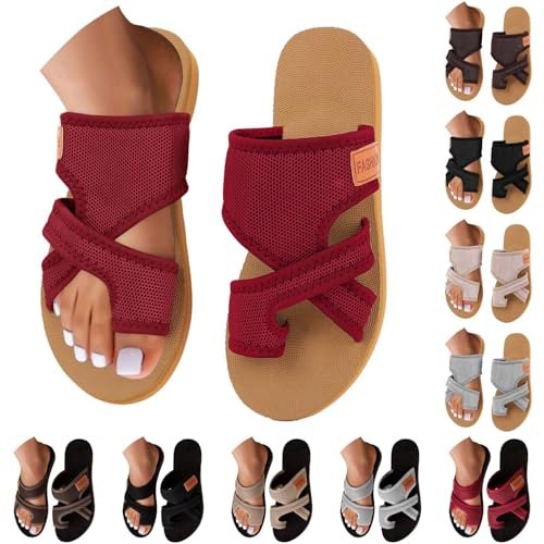 Outlet Angebote,Orthopädische Sandalen Damen Sommer Hallux Valgus Flach Pantolette Leichte Mesh Strandsandalen Bequeme Big Toe Hausschuhe Breite Füße Casual Pantolette Freizeitschuhe Sommerschuhe von CCOOfhhc