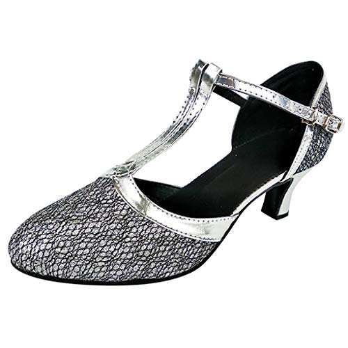 Pumps Damen Schwarz Mit Riemchen, Riemchenpumps Cha-Cha Performance Party Tanz Sandale Professionelle Tanzübung Tango Walzer Hochzeit Schuhe Ballsaal Ballroom Offene Zehe Soziale Salsa Pumps von CCOOfhhc